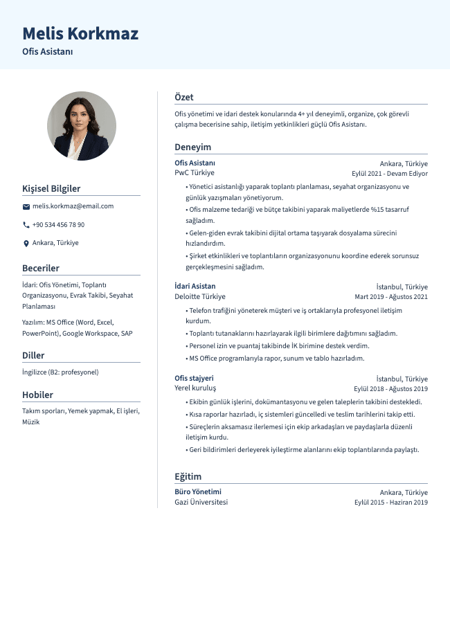 Ofis Asistanı CV