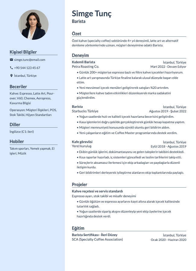 Barista CV