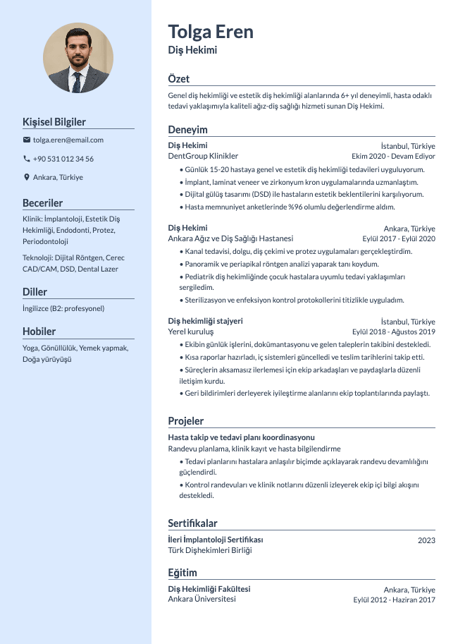 Diş Hekimi CV