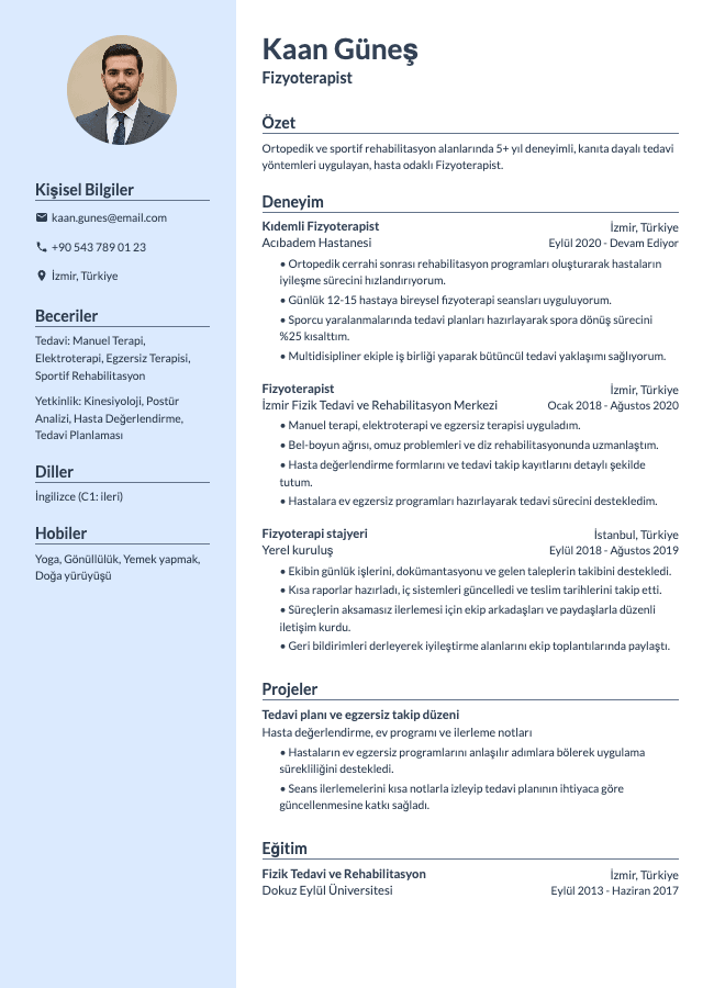 Fizyoterapist CV