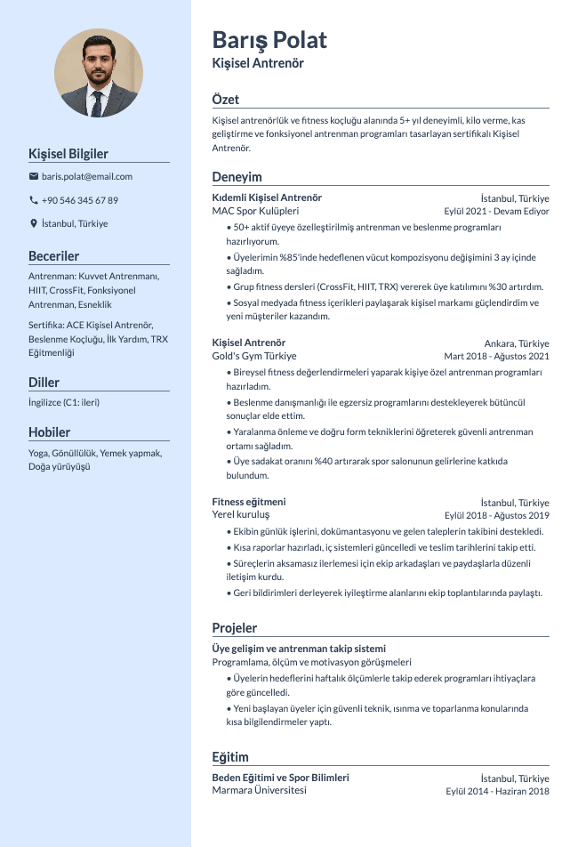 Kişisel Antrenör CV
