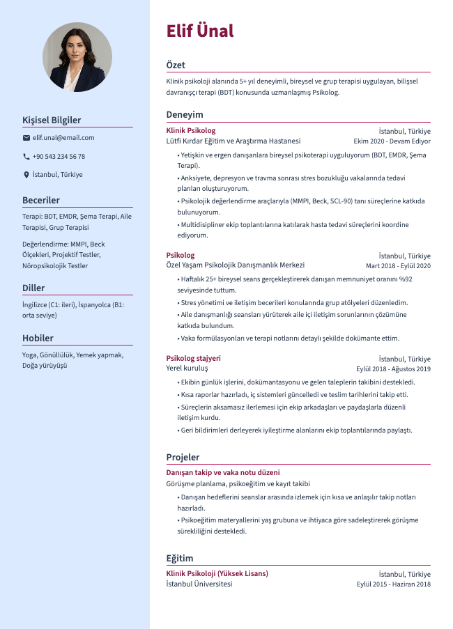 Psikolog CV